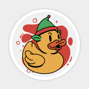 Cute Christmas Elf Rubber Duckie Magnet